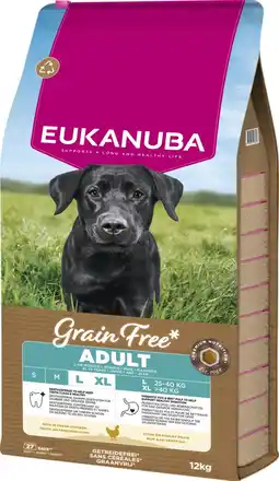 Pets Place Eukanuba Grain Free Adult Large Breed - Hondenvoer - Kip 12 kg aanbieding