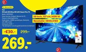Lidl TLC 50 inch 4K Ultra HD LED Smart Fire TV aanbieding