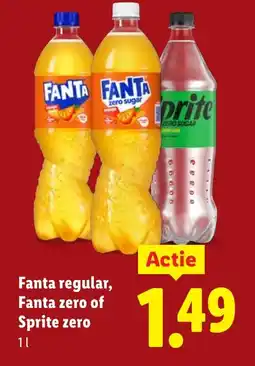 Lidl Fanta regular, Fanta zero of Sprite zero aanbieding