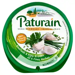 PLUS Paturain Roomkaas knoflook & fijne kruiden aanbieding