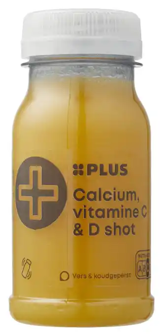 PLUS PLUS Vers shot Calcium, vitamine C en D aanbieding