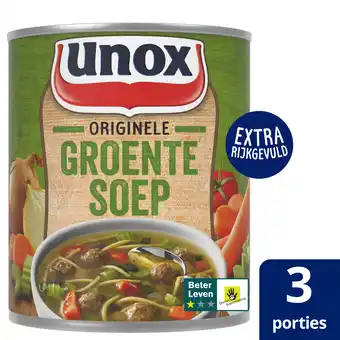 PLUS Unox Soep in Blik Groentesoep aanbieding