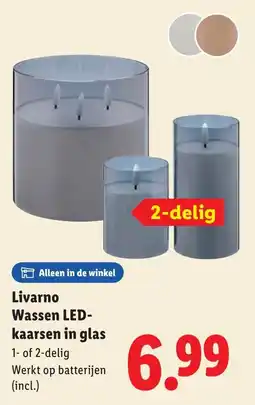 Lidl Livarno Wassen LED kaarsen in glas aanbieding