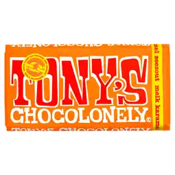 PLUS Tony's Chocolonely Chocolade Melk Karamel Zeezout aanbieding
