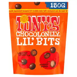 PLUS Tony's Chocolonely Lil'bits melk karamel zeezout biscuit aanbieding