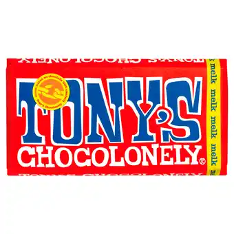 PLUS Tony's Chocolonely Chocoladereep Melk Fairtrade aanbieding