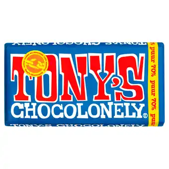 PLUS Tony's Chocolonely Chocoladereep Puur Fairtrade aanbieding