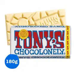 PLUS Tony's Chocolonely Chocoladereep Wit Fairtrade aanbieding