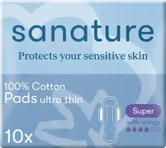 PLUS Sanature 100% cotton maandverband super wings aanbieding