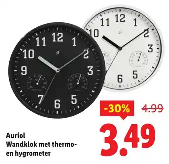 Lidl Auriol Wandklok met thermo en hygrometer aanbieding