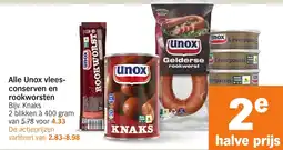 Albert Heijn Alle Unox vleesconserven en rookworsten aanbieding