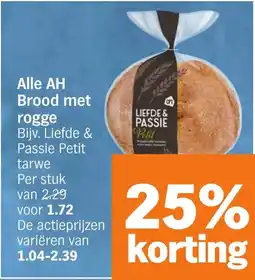 Albert Heijn Alle AH Brood met rogge aanbieding