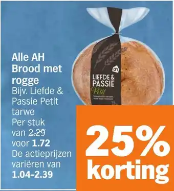 Albert Heijn Alle AH Brood met rogge aanbieding