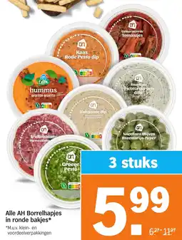 Albert Heijn Alle AH Borrelhapjes in ronde bakjes aanbieding
