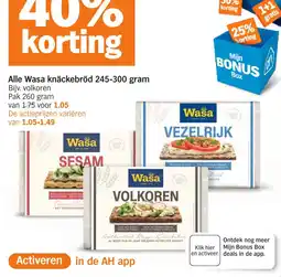 Albert Heijn Alle Wasa knäckebröd aanbieding