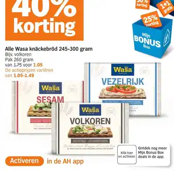 Albert Heijn Alle Wasa knäckebröd aanbieding