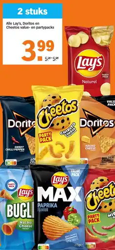 Albert Heijn Alle Lay's, Doritos en Cheetos value en partypacks aanbieding