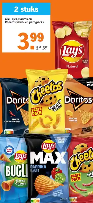 Albert Heijn Alle Lay's, Doritos en Cheetos value en partypacks aanbieding