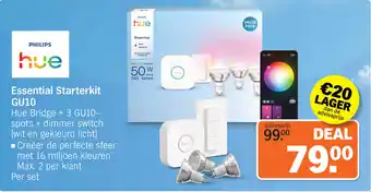 Albert Heijn Philips hue Essential Starterkit GU10 aanbieding