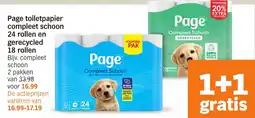 Albert Heijn Page toiletpapier compleet schoon 24 rollen en gerecycled 18 rollen aanbieding