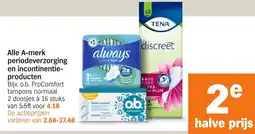 Albert Heijn Alle A-merk periodeverzorging en incontinentieproducten aanbieding