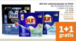 Albert Heijn Alle Sun vaatwascapsules en Finish aanbieding