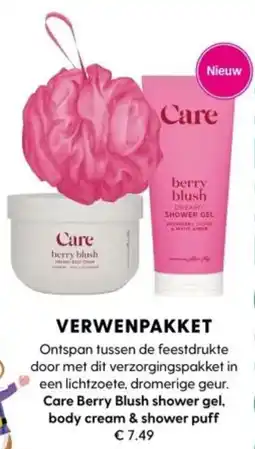 Albert Heijn Care Berry Blush shower gel, body cream & shower puff aanbieding