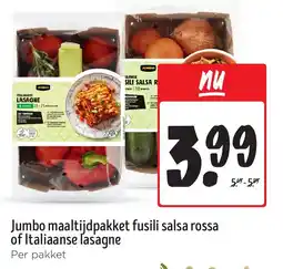 Jumbo Jumbo maaltijdpakket fusili salsa rossa of Italiaanse lasagne aanbieding