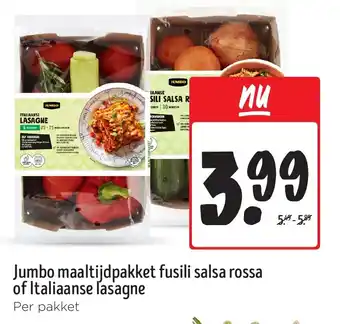 Jumbo Jumbo maaltijdpakket fusili salsa rossa of Italiaanse lasagne aanbieding