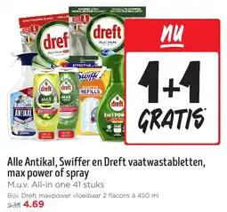 Jumbo Alle Antikal, Swiffer en Dreft vaatwastabletten, max power of spray aanbieding