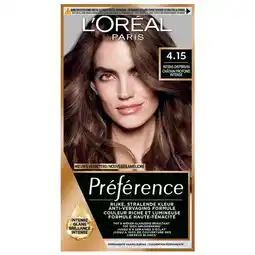 Trekpleister L'Oréal Paris Préférence 4.15 Intens Diepbruin Permanente Haarkleuring aanbieding