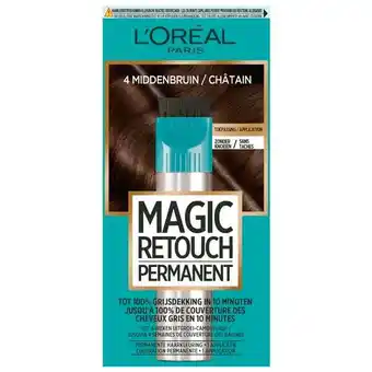 Trekpleister L'Oréal Paris Magic Retouch 4 Middenbruin Permanente Haarkleuring aanbieding