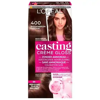 Trekpleister L'Oréal Paris Casting Crème Gloss 400 Middenbruin Semi-Permanente Haarkleuring aanbieding