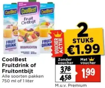 Vomar Voordeelmarkt CoolBest Fruitdrink of Fruitontbijt aanbieding