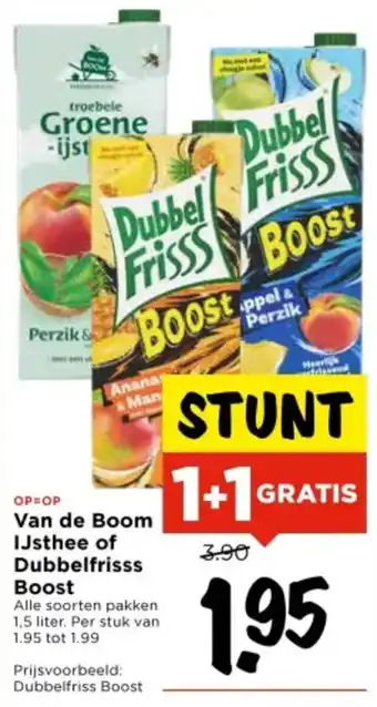 Vomar Voordeelmarkt Van de Boom IJsthee of Dubbelfrisss Boost aanbieding