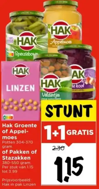 Vomar Voordeelmarkt Hak Groente of Appelmoes of Pakken of Stazakken aanbieding