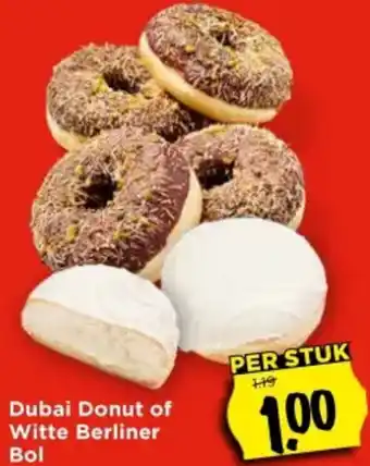 Vomar Voordeelmarkt Dubai Donut of Witte Berliner Bol aanbieding