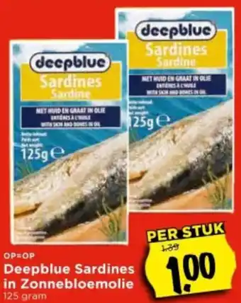 Vomar Voordeelmarkt Deepblue Sardines in Zonnebloemolie aanbieding