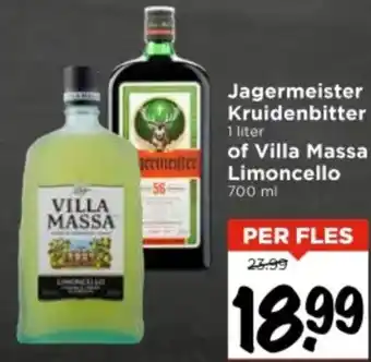 Vomar Voordeelmarkt Jagermeister Kruidenbitter of Villa Massa Limoncello aanbieding