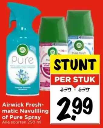 Vomar Voordeelmarkt Airwick Freshmatic Navulling of Pure Spray aanbieding