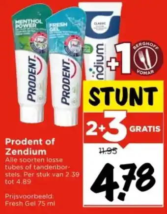 Vomar Voordeelmarkt Prodent of Zendium aanbieding
