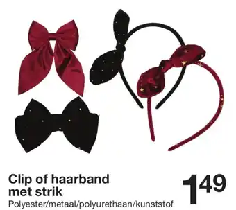 Zeeman Clip of haarband met strik aanbieding