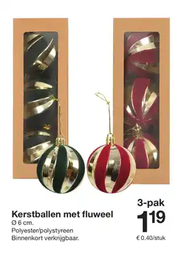 Zeeman Kerstballen met fluweel aanbieding