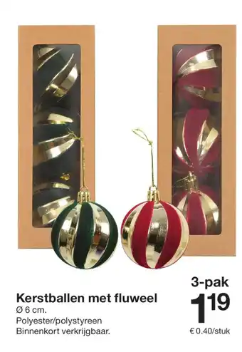 Zeeman Kerstballen met fluweel aanbieding