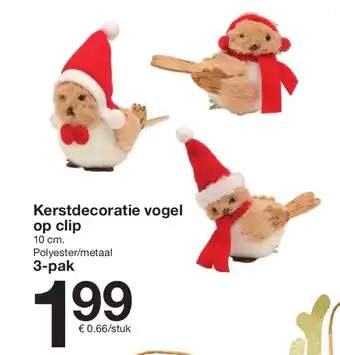 Zeeman Kerstdecoratie vogel op clip aanbieding