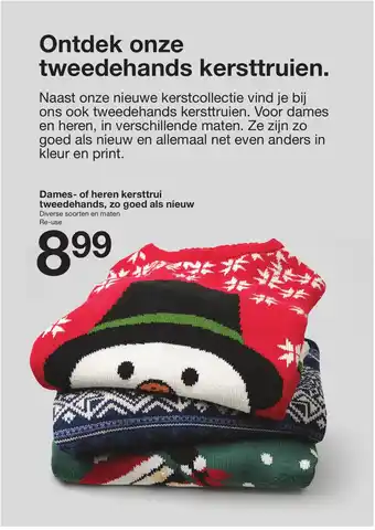 Zeeman Dames of heren kersttrui tweedehands, zo goed als nieuw aanbieding
