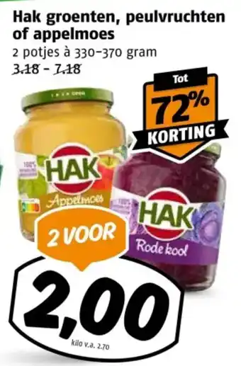 Poiesz Hak groenten, peulvruchten of appelmoes aanbieding