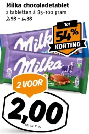 Poiesz Milka chocoladetablet aanbieding