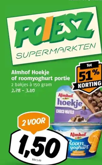 Poiesz Almhof Hoekje of roomyoghurt portie aanbieding