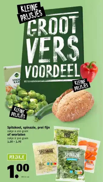 Poiesz Spitskool, spinazie, prei fijn of wortelen aanbieding